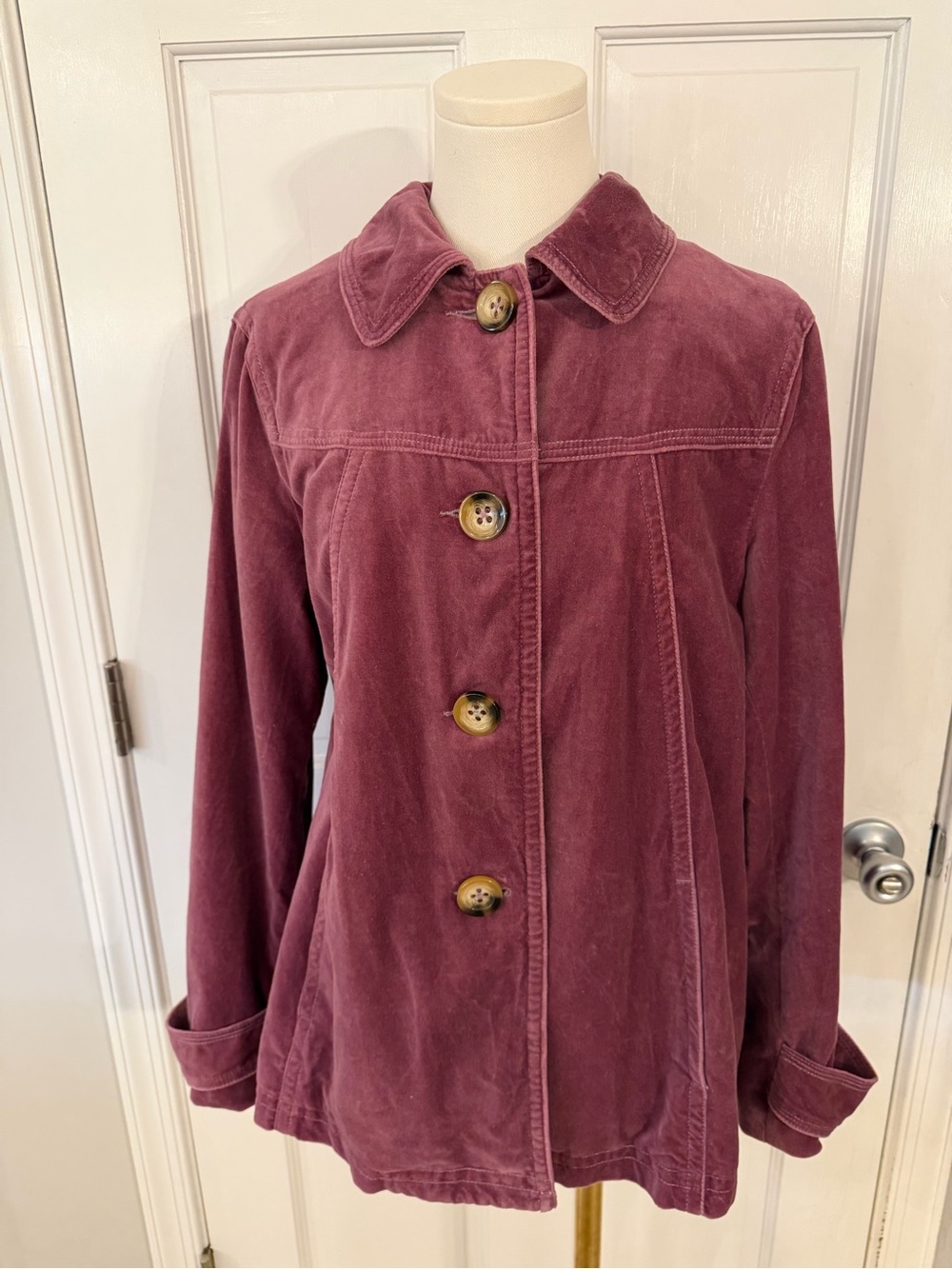 Boden Corduroy Button-Front Jacket in Mauve Size 8